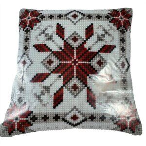 Vervaco Snow Crystal Snowflake Nordic Needlepoint Pillow Cross Stitch Belgium
